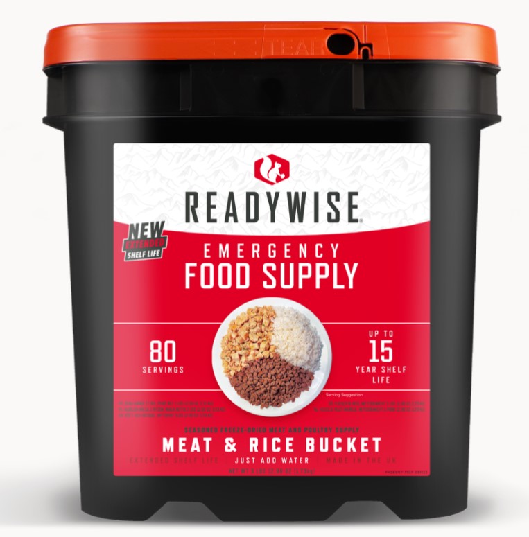 readywise 80 portionen fleisch mit reis, vorratspackung, gefriergetrocknet, bis zu 15 jahre haltbar