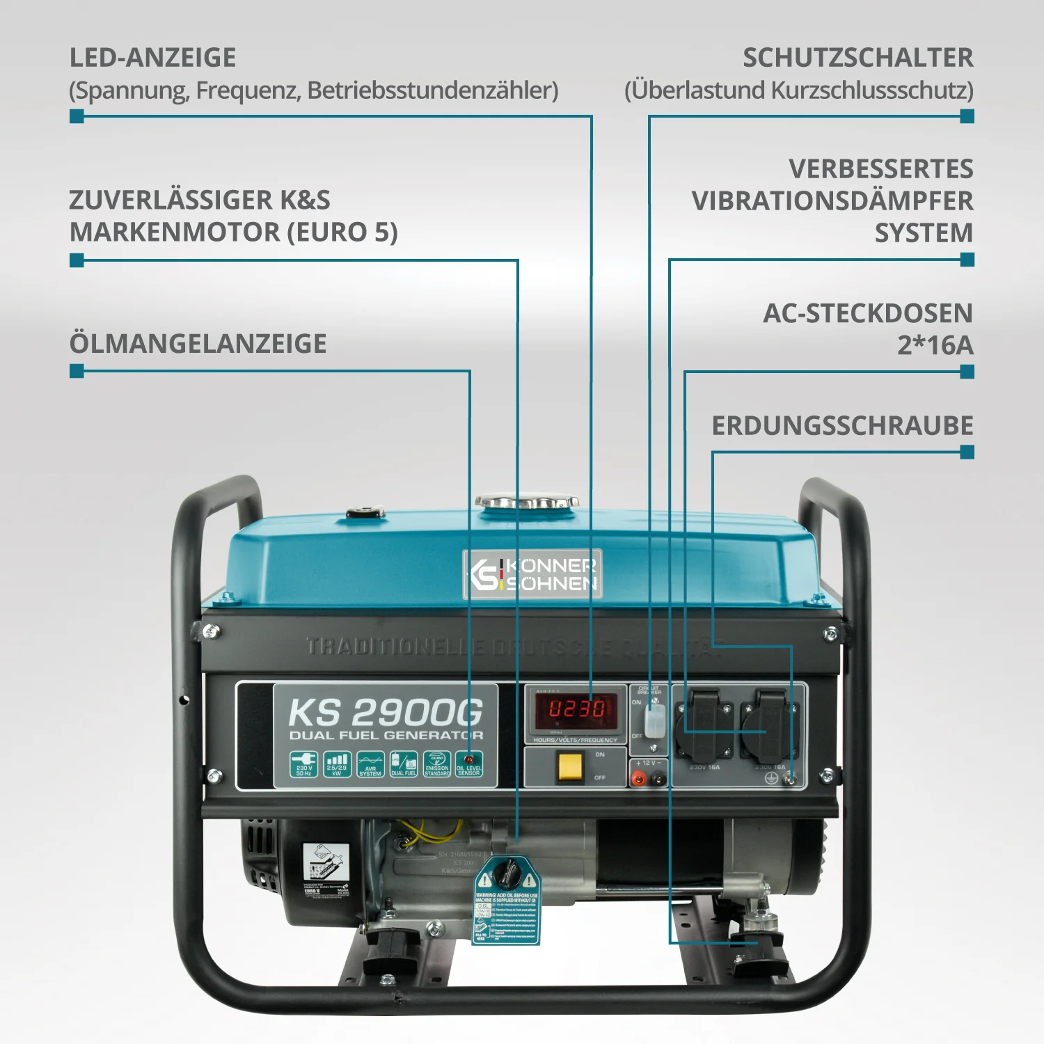 k&s lpg/gasoline generator ks2900g